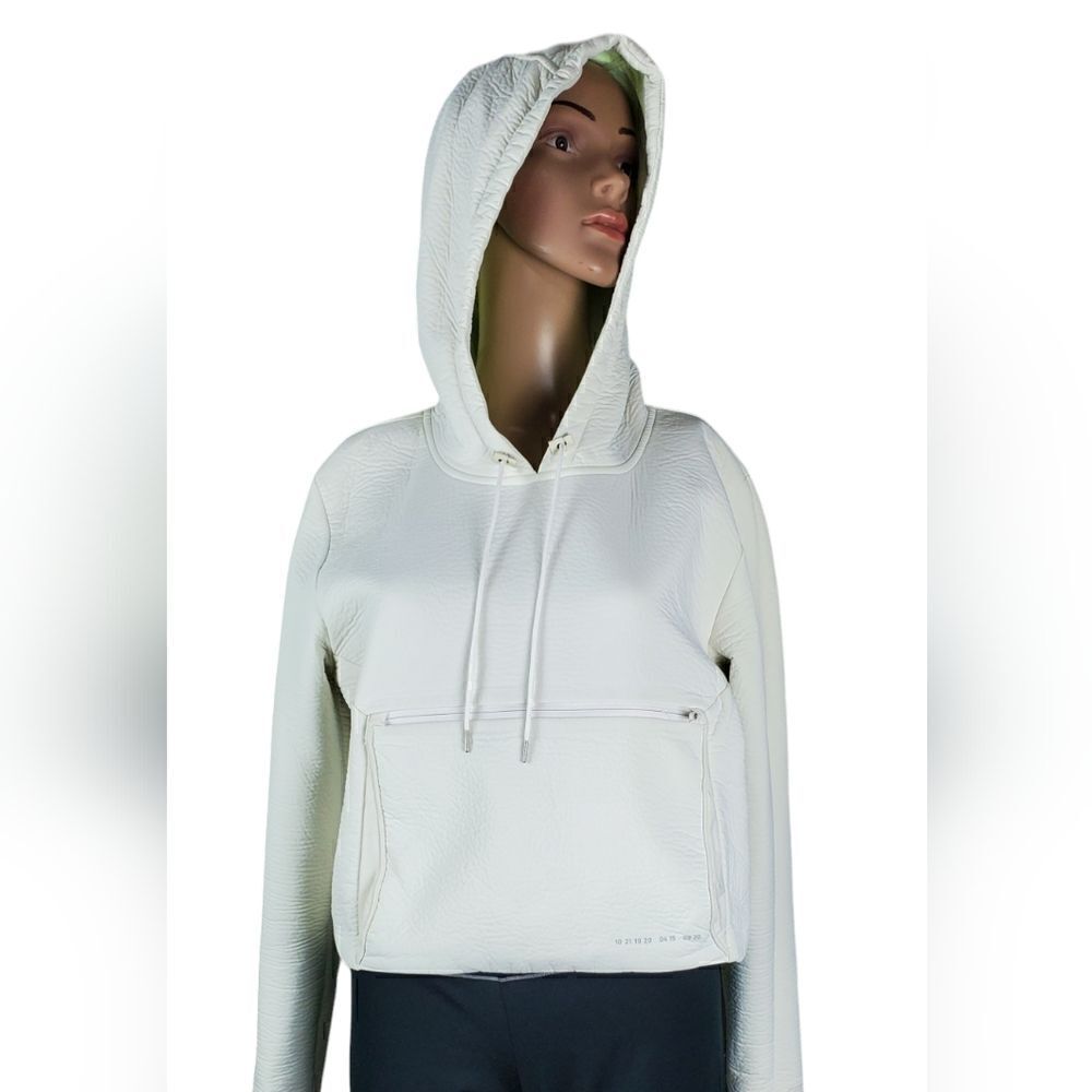 Nike White Faux Leather Pull-Over Jacket